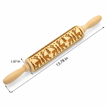 Stamp Cookies Instantly! No-Stick Engraved Beech Rolling Pin - image 8