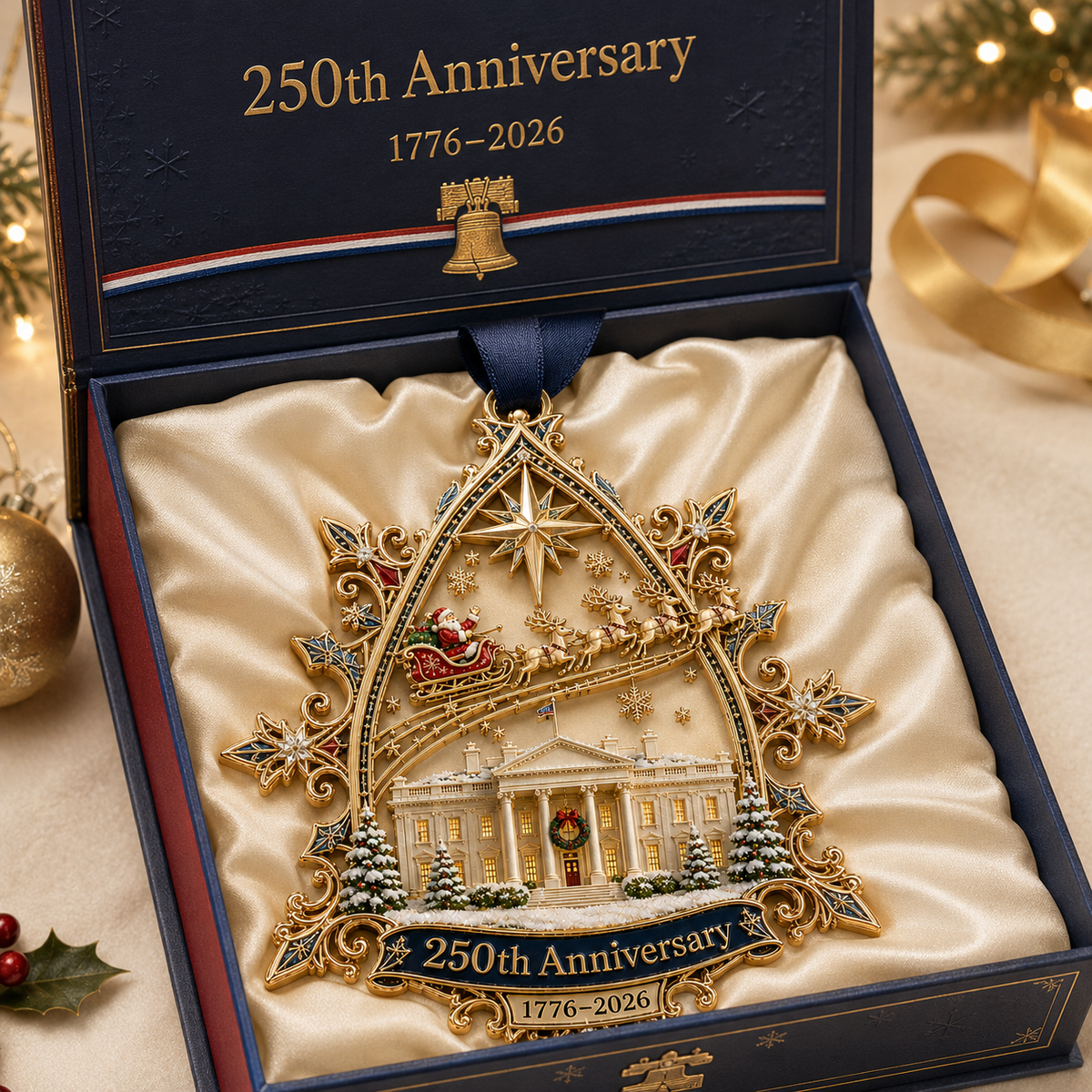 💖🔥Last 30pcs🔥250th Anniversary: Santa Flying Over the White House on a Snowy Night