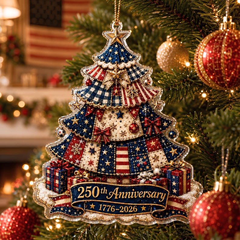 ❤️🔥LIMITED TIME 49% OFF!🔥🎄 US 250th Anniversary Christmas Ornament, 6 Vintage American Flag Styles