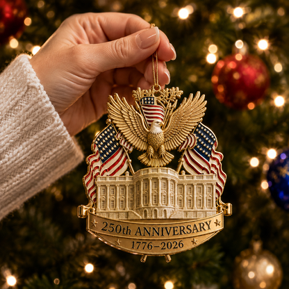 ❤️🔥250th Anniversary Gold Eagle White House Christmas Tree Ornament
