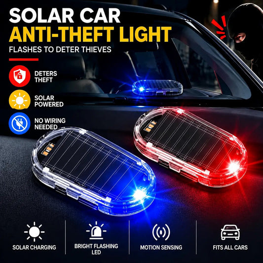 2PCS Solar Powered Fake Car Alarm Light, Auto Light Sensor LED Simulated Security Warning Light🚨 - image 1