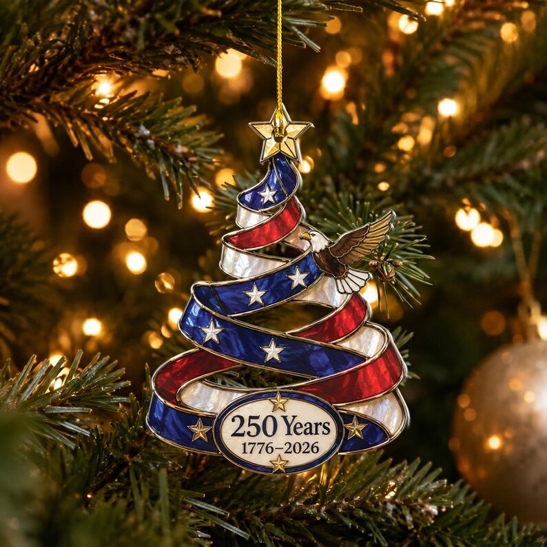 ❤️🔥LIMITED TIME 49% OFF!🔥🎄 US 250th Anniversary Christmas Ornament, 6 Vintage American Flag Styles