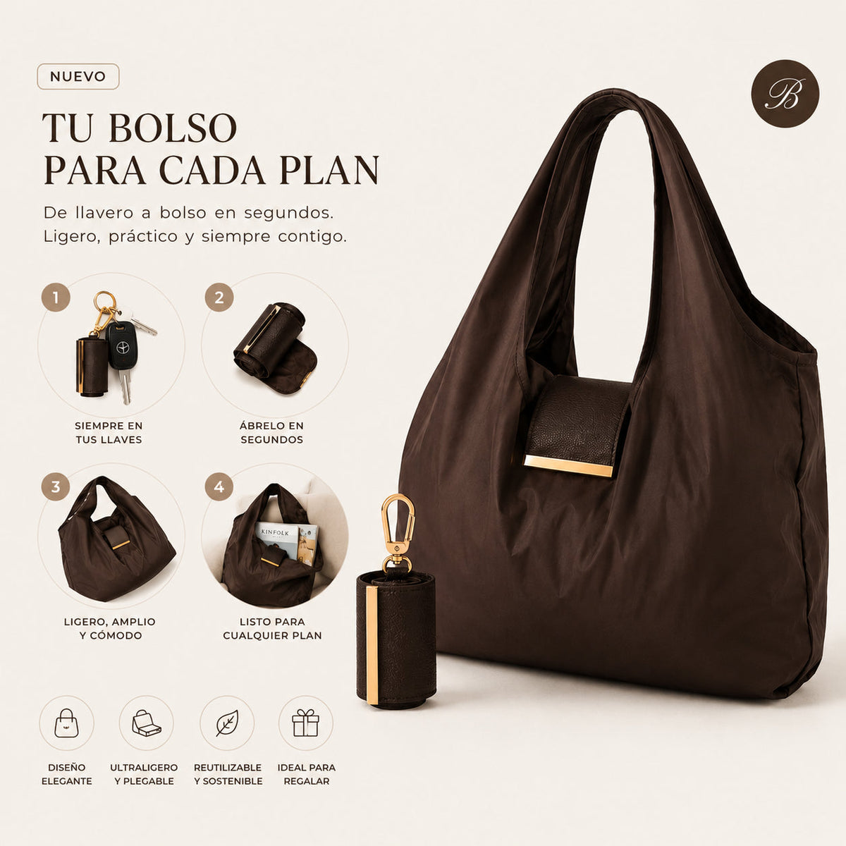 🔥Hot Sale-50% OFF🔥Foldable Keychain Tote Bag,Reusable Mini Travel Grocery Bags