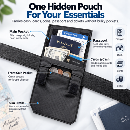 🔒 DISCREET TRAVEL ESSENTIAL | Hidden Belt Pouch – Under-Clothing Passport, Cash & Card Organizer - image 3