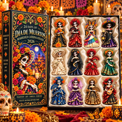💖Pueblo del Día de Muertos 2026 Countdown Calendar with 24 Unique Miniatures