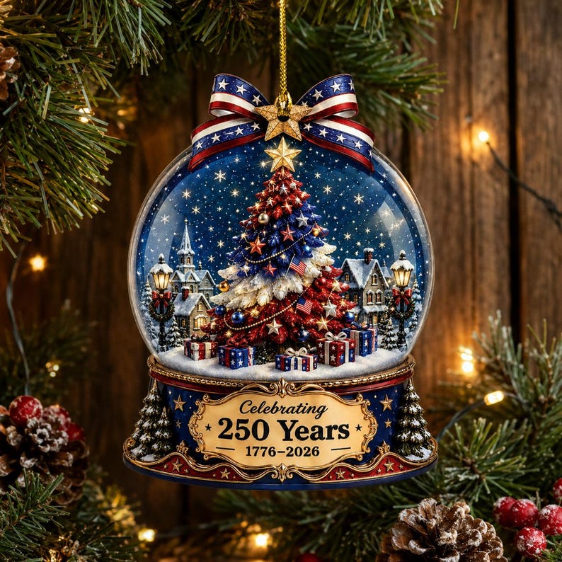 ❤️🔥LIMITED TIME 49% OFF!🔥🎄 US 250th Anniversary Christmas Ornament, 6 Vintage American Flag Styles
