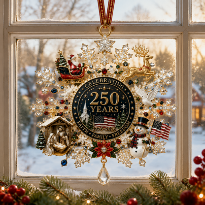 ❤️🔥Patriotic Limited Edition – Sparkling Christmas Commemorative Snowflake Ornament