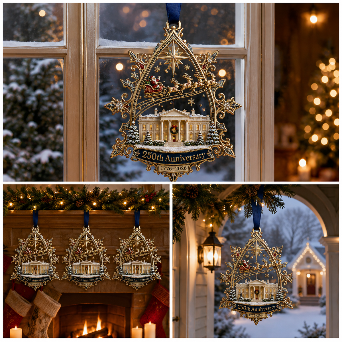 💖🔥Last 30pcs🔥250th Anniversary: Santa Flying Over the White House on a Snowy Night