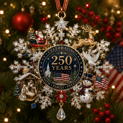 ❤️🔥Patriotic Limited Edition – Sparkling Christmas Commemorative Snowflake Ornament