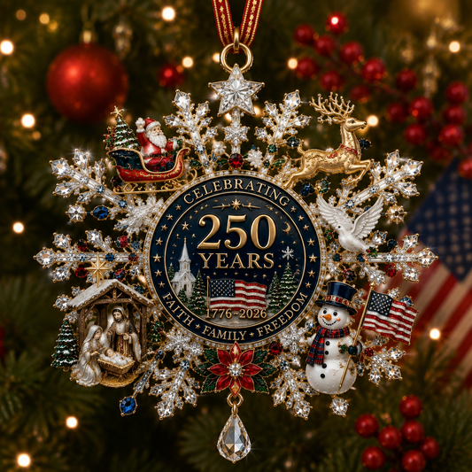 ❤️🔥Patriotic Limited Edition – Sparkling Christmas Commemorative Snowflake Ornament