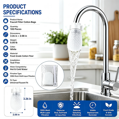 50 cotton filter bags disposable Cotton Faucet Filter Bags with 10 fastening straps💧 - image 10