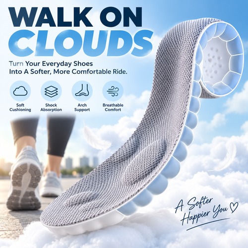 ☁️ 2pairs  4D Cloud Comfort Insoles – Soft Cushioning & All-Day Support - image 1