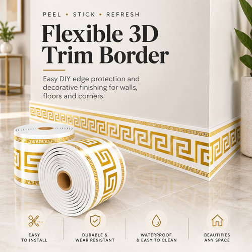 🛠️ No-Tool Vinyl Baseboard Roll – Self-Adhesive Skirting Trim, Removable & Reusable, European Corner Guard for DIY Home Decor - image 1