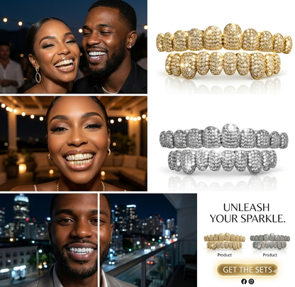 💖HIP HOP TREND🔥 DIAMOND GRILLZ - Full diamond crusted grillz for maximum shine