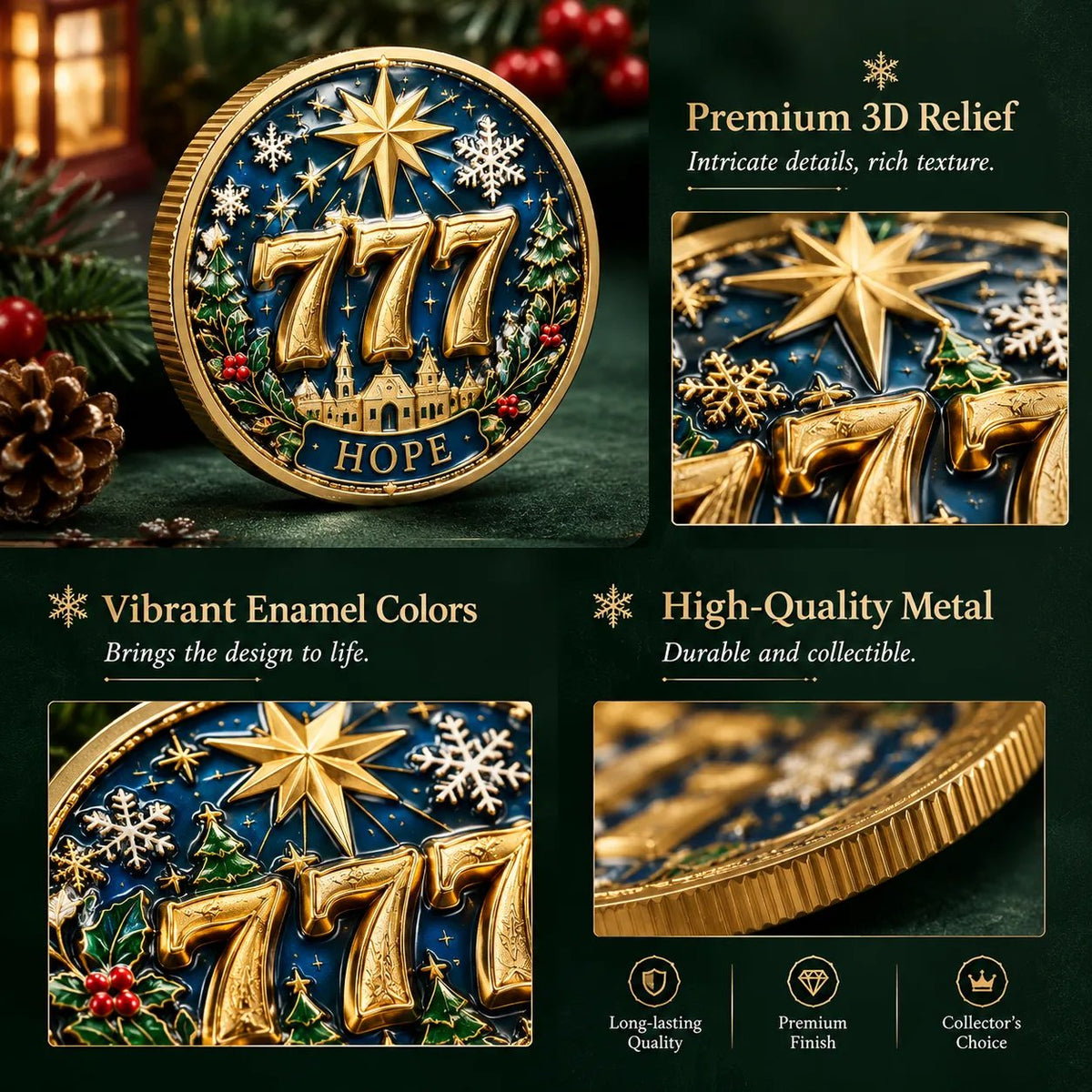 🎄✨ Lucky 777 Christmas Blessing Coin — Holiday Collectible Keepsake 🎁 - image 2