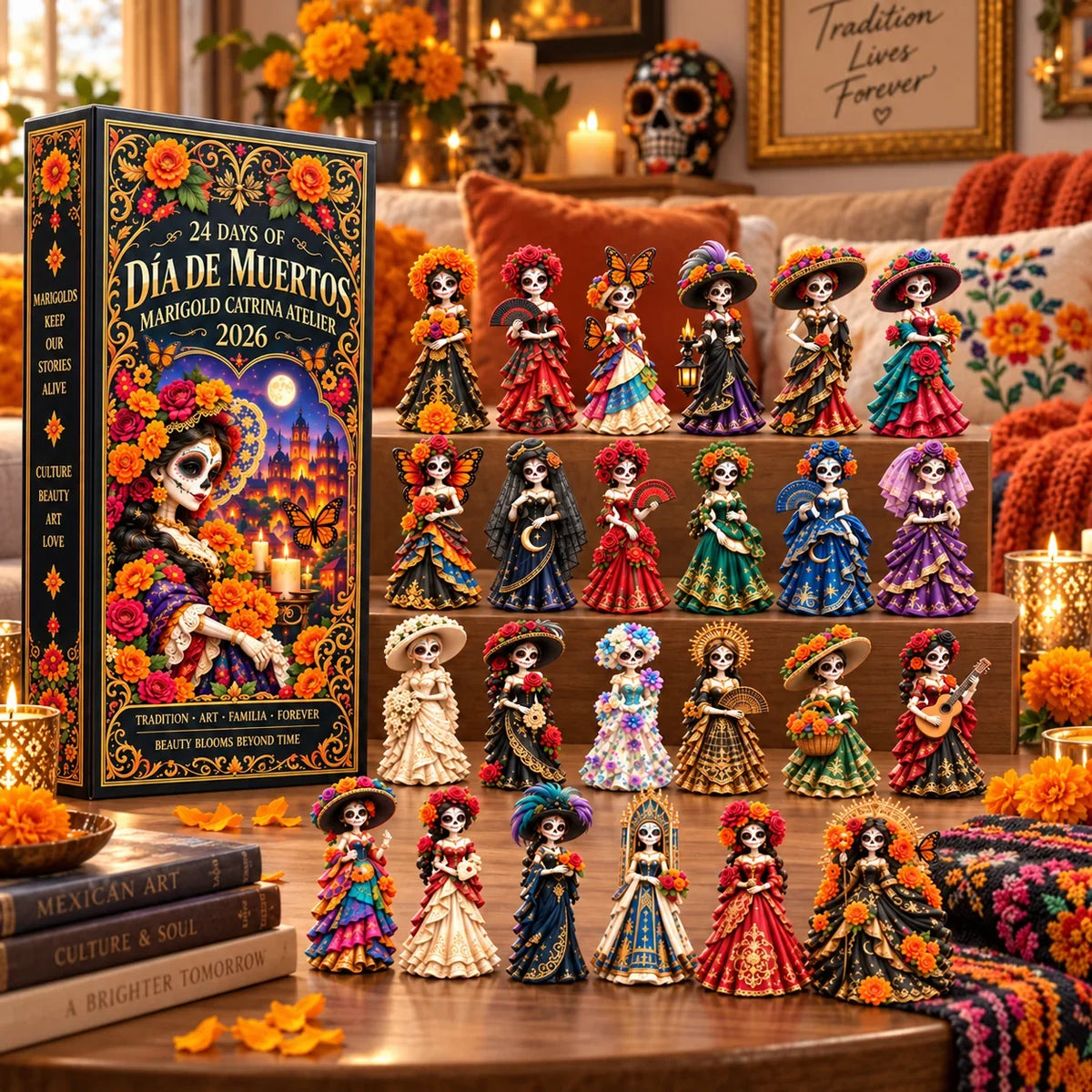 💖Pueblo del Día de Muertos 2026 Countdown Calendar with 24 Unique Miniatures