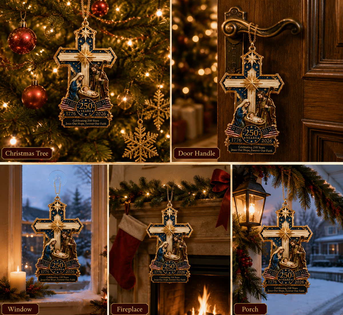 ❤️🔥Cross-Shaped Jesus Nativity Christmas Tree Ornament
