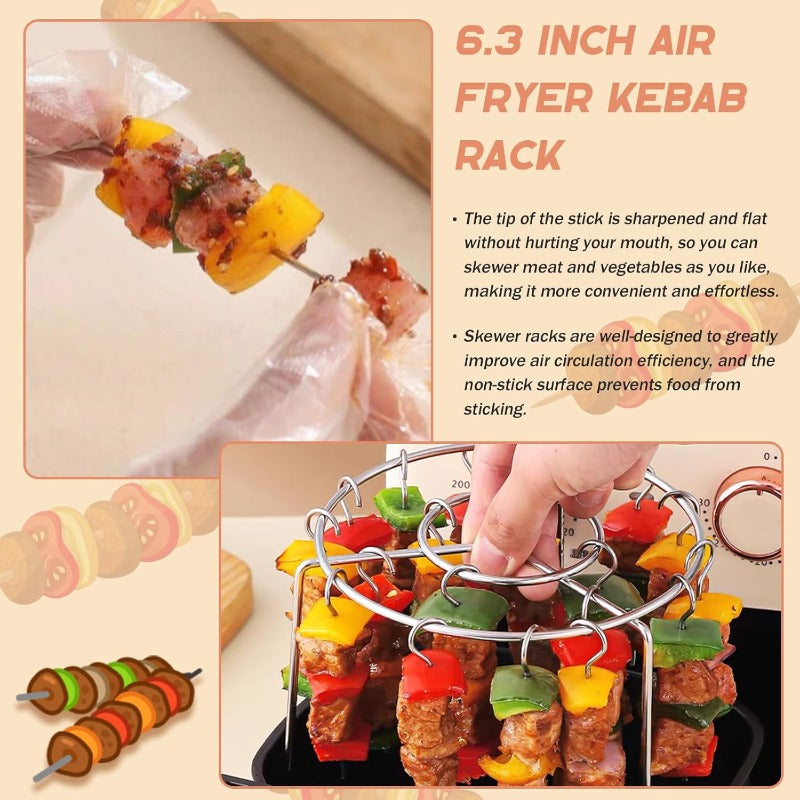 Air Fryer Skewer Rack,Round Grill with Stainless Steel🍢