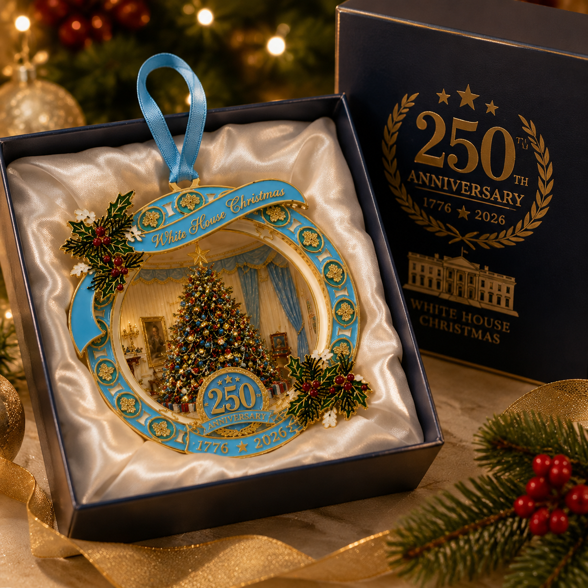 ❤️✨250th Anniversary View of the Christmas tree in the White House bedroom