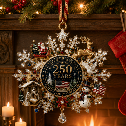 ❤️🔥Patriotic Limited Edition – Sparkling Christmas Commemorative Snowflake Ornament