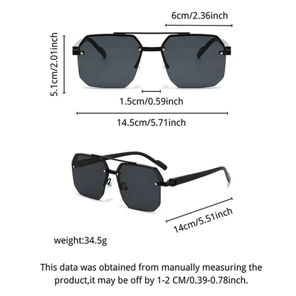 Unisex Retro Square Sunglasses, Polycarbonate Semi-Rimless Double Beam 🕶️ - image 8