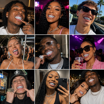 💖HIP HOP TREND🔥 DIAMOND GRILLZ - Full diamond crusted grillz for maximum shine