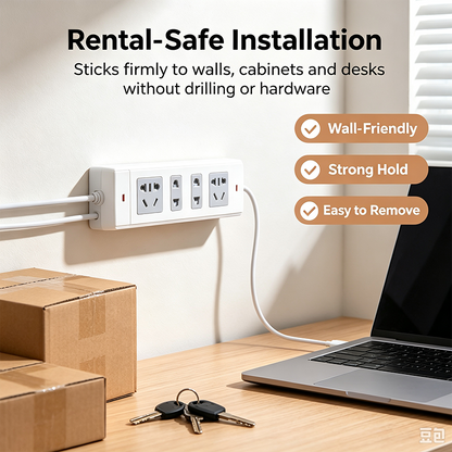 10 Counts Adhesive Punch-Free Socket Holder, Self Adhesive Desktop Socket Fixer🔌🔒