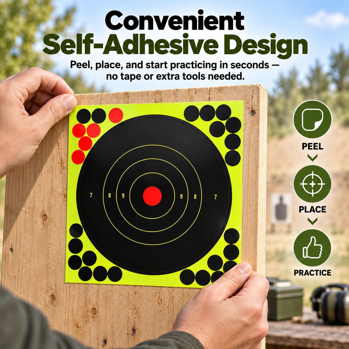 🎯 8' Peel-and-Stick Shooting Targets – 50-Pack Bullseye Stickers - image 2