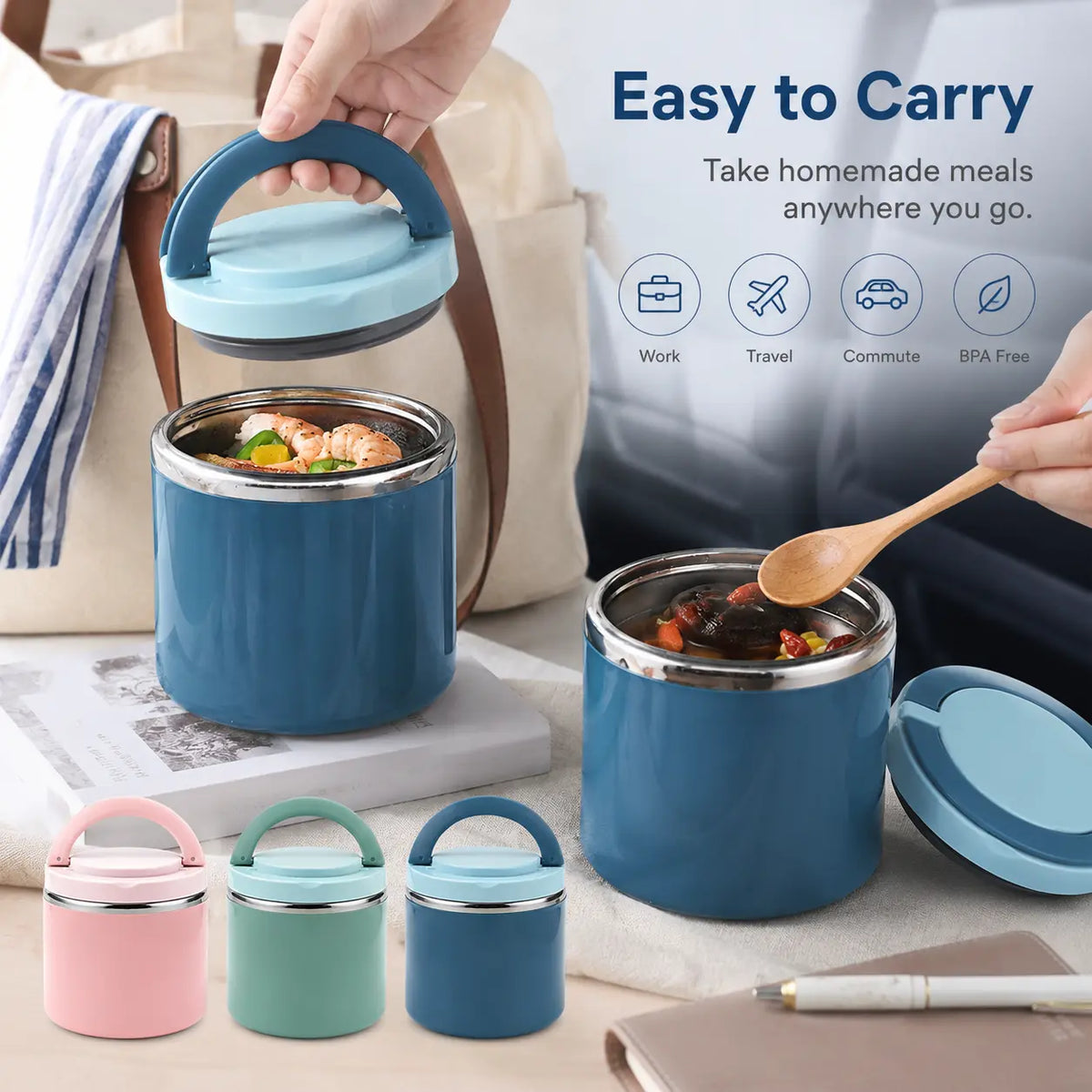 Stainless Steel Bento Style Boxed Lunch Box with Handle🍱 - image 2