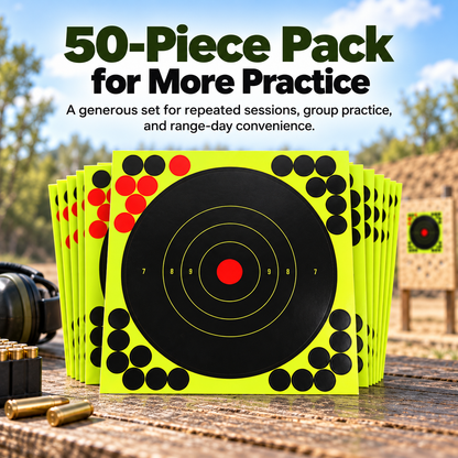 🎯 8' Peel-and-Stick Shooting Targets – 50-Pack Bullseye Stickers - image 3