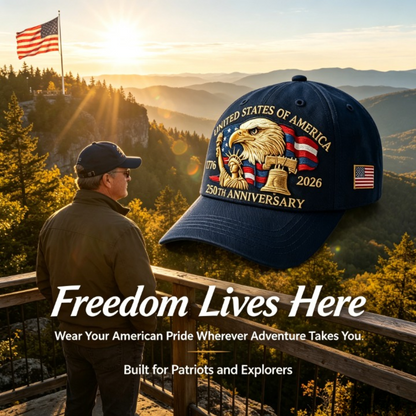 250th Anniversary American Patriotic Dad Hat with Eagle Statue of Liberty Embroidery