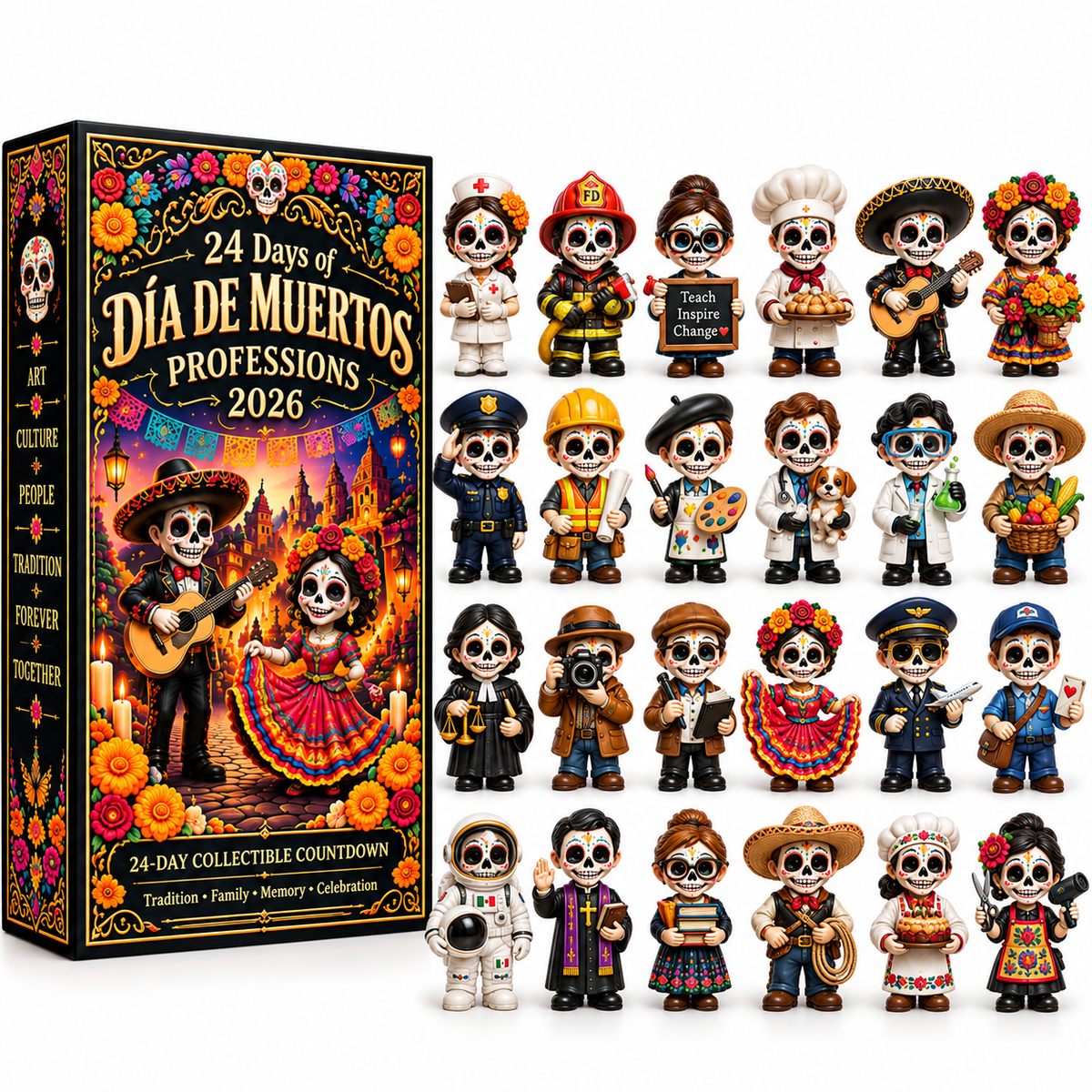 24 Days of Día de Muertos Professions 2026 – 24-Day Collectible Countdown Calendar with 24 Unique Profession Miniatures, Colorful Day of the Dead Gift Collection - image 9