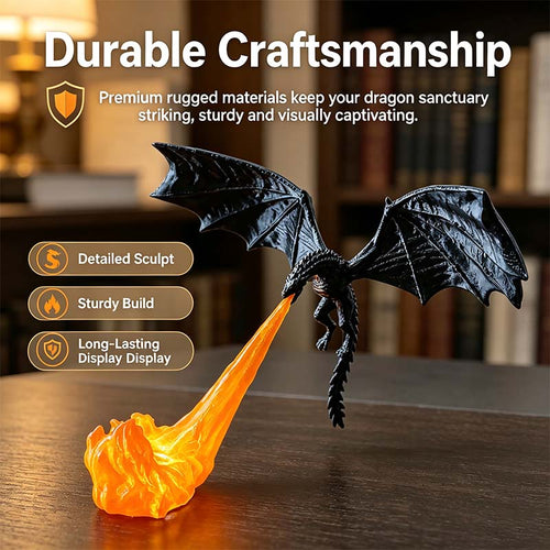 Dragon Flame Book Nook with Light | 3D Printed Mystical Dragon Bookshelf Decor