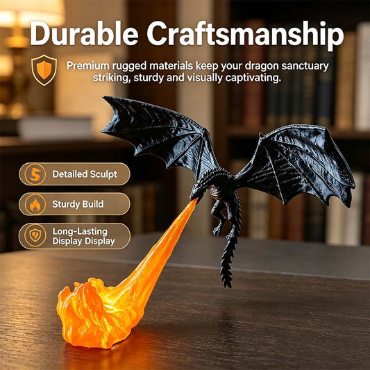 Dragon Flame Book Nook with Light | 3D Printed Mystical Dragon Bookshelf Decor