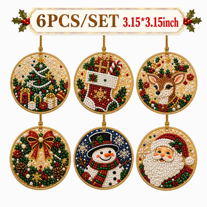 6Pcs/12Pcs Christmas DIY Diamond Painting Ornaments Kit, Xmas Tree Hanging Pendant 🎄 - image 12