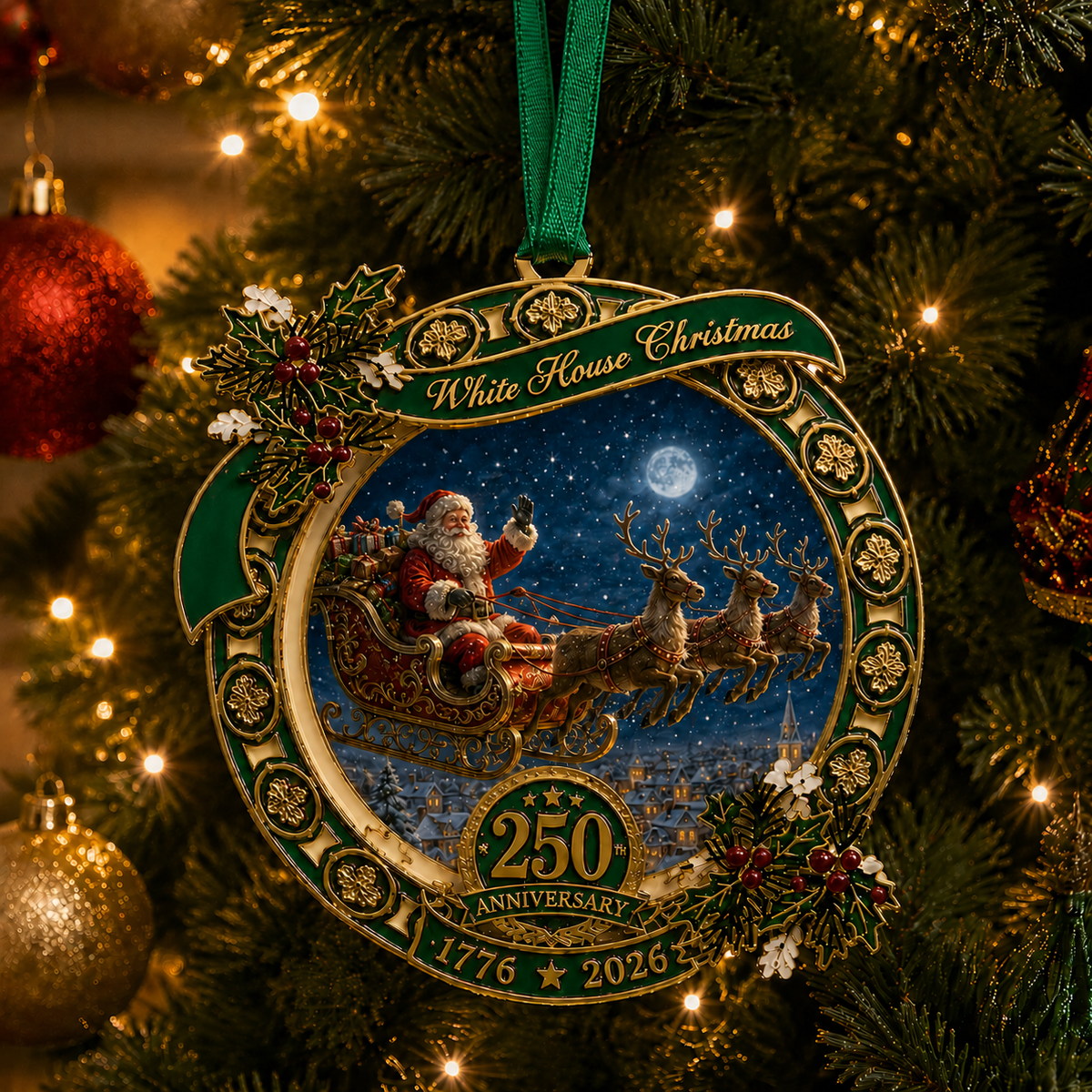 ❤️✨250th Anniversary Edition Santa's Sleigh Scene Ornament