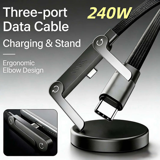 Invisible Stand Type‑C Charger Cable - 240W Super Fast Charging 2‑in‑1 Electronic Cord⚡ - image 1