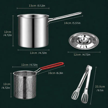 Stainless Steel Deep Fryer Set - 1-Person Mini Pot with Fry Pot, Filter Basket & Food Clip 🍳 - image 16