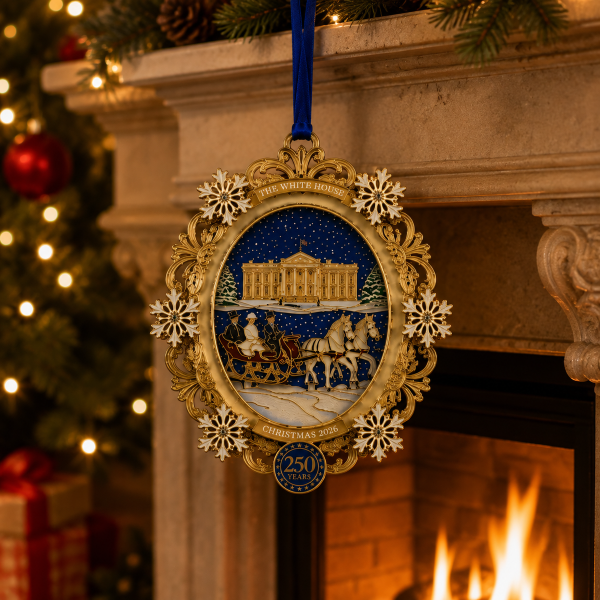 ❤️✨White House Snowy Christmas Night Commemorative Ornament