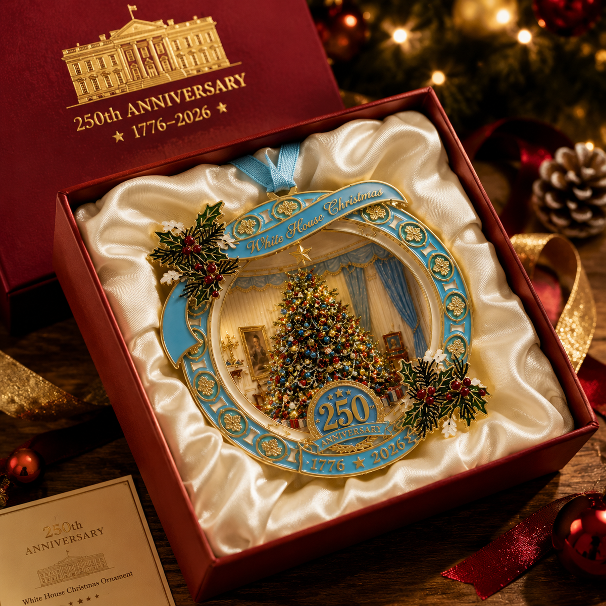 ❤️✨250th Anniversary View of the Christmas tree in the White House bedroom