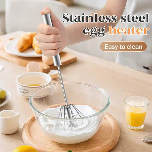 Stainless Steel Hand-Push Rotary Whisk Food-Grade Rust-Resistant Kitchen Utensil - image 1