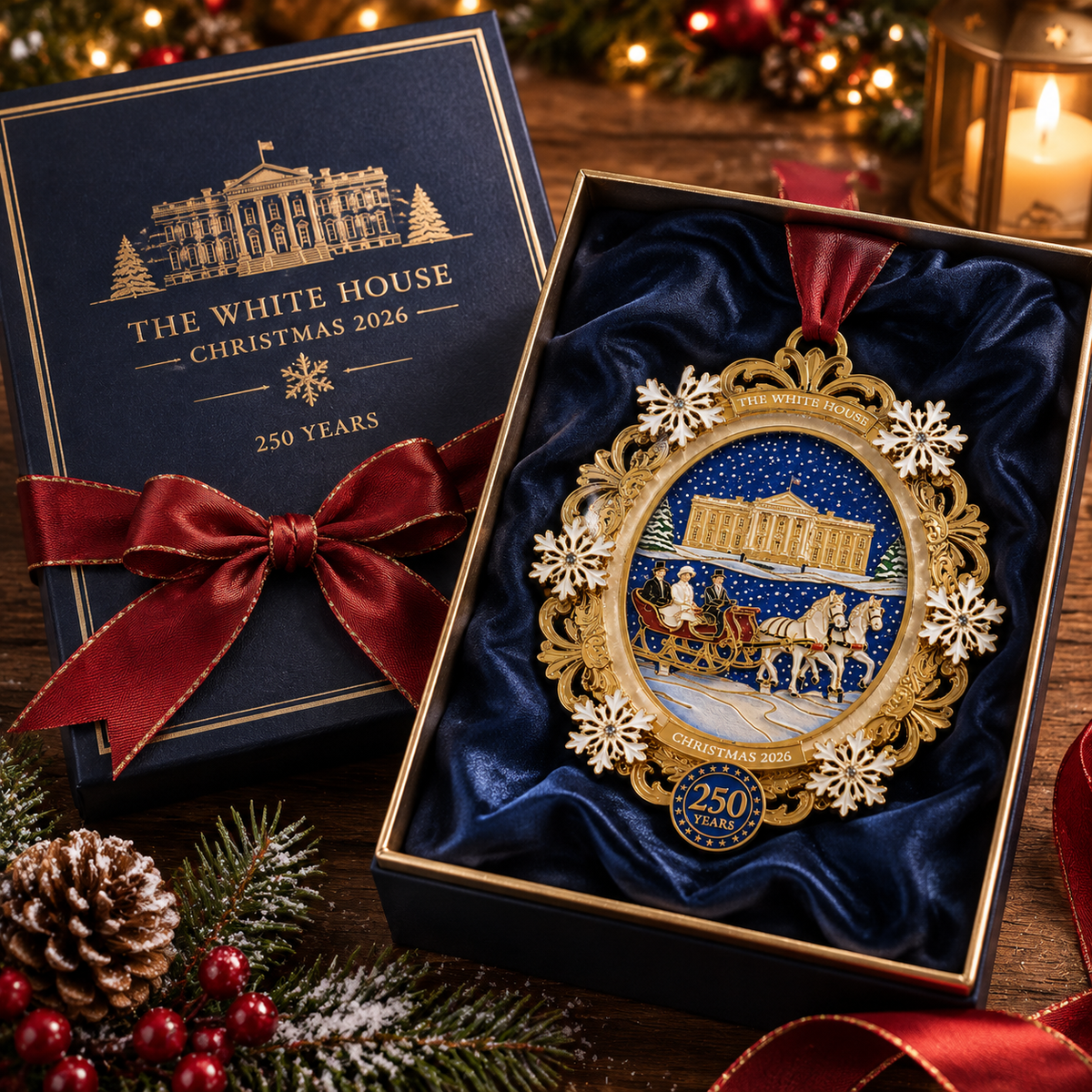 ❤️✨White House Snowy Christmas Night Commemorative Ornament