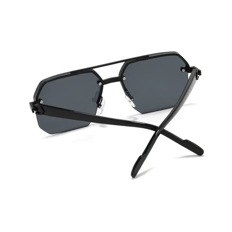 Unisex Retro Square Sunglasses, Polycarbonate Semi-Rimless Double Beam 🕶️ - image 9