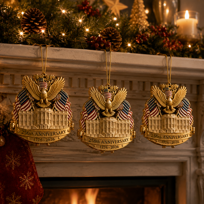 ❤️🔥250th Anniversary Gold Eagle White House Christmas Tree Ornament