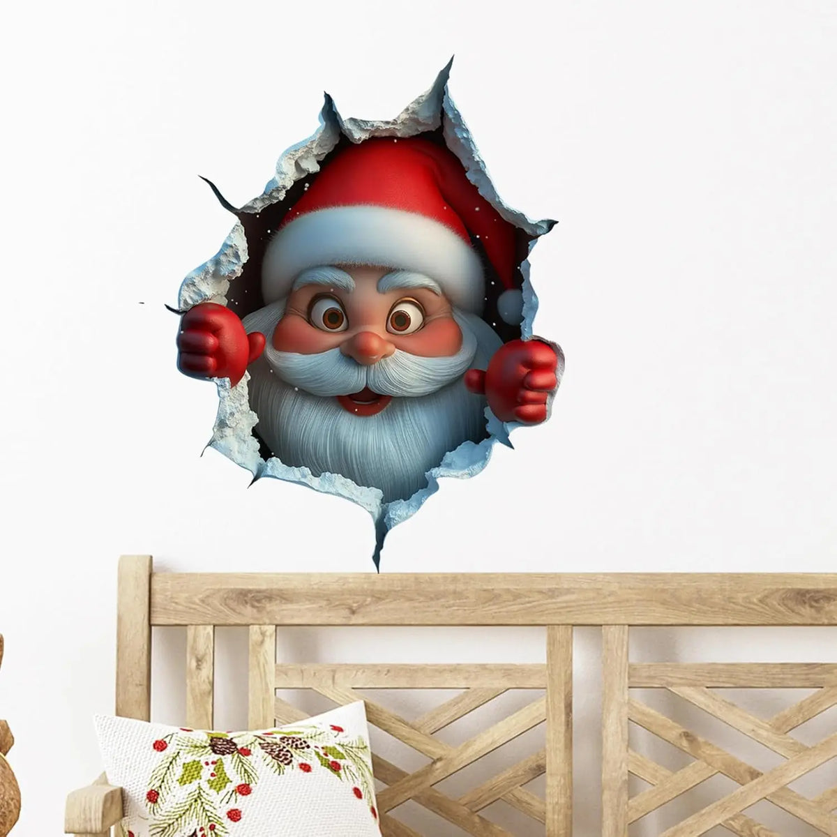 3PCS Festive Decor Santa Face Vinyl Stickers - Smooth 3D Illusion Figure Shape Peel-Off Pack 🎅 - image 10