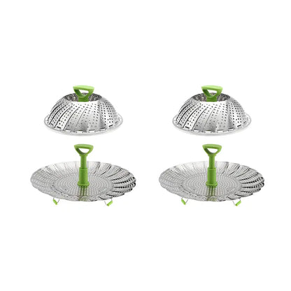 Stainless Steel Folding Vegetable Steamer Basket with Extendable Handle for Pots
