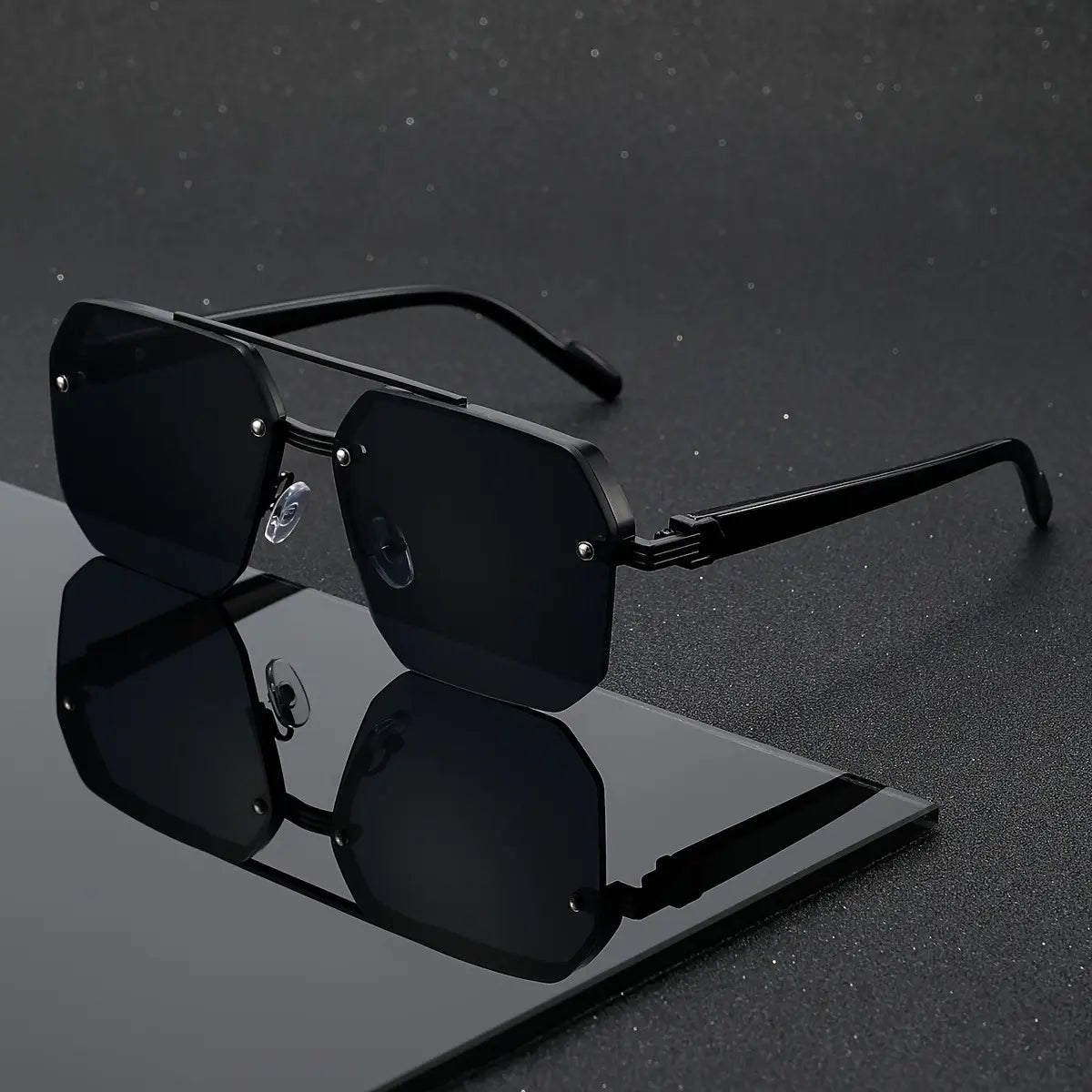 Unisex Retro Square Sunglasses, Polycarbonate Semi-Rimless Double Beam 🕶️ - image 11
