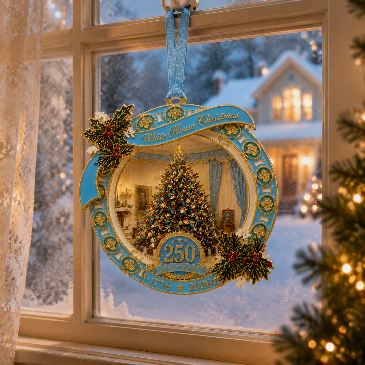 ❤️✨250th Anniversary View of the Christmas tree in the White House bedroom