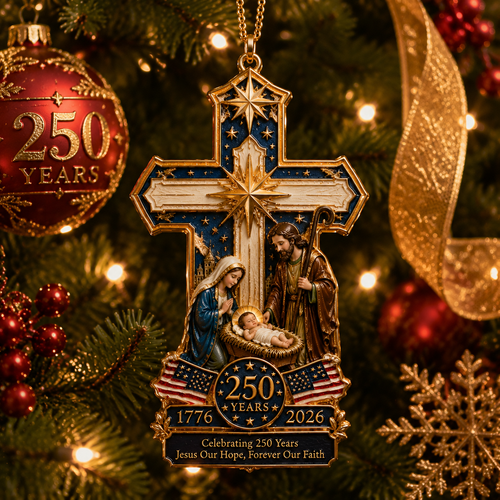 ❤️🔥Cross-Shaped Jesus Nativity Christmas Tree Ornament