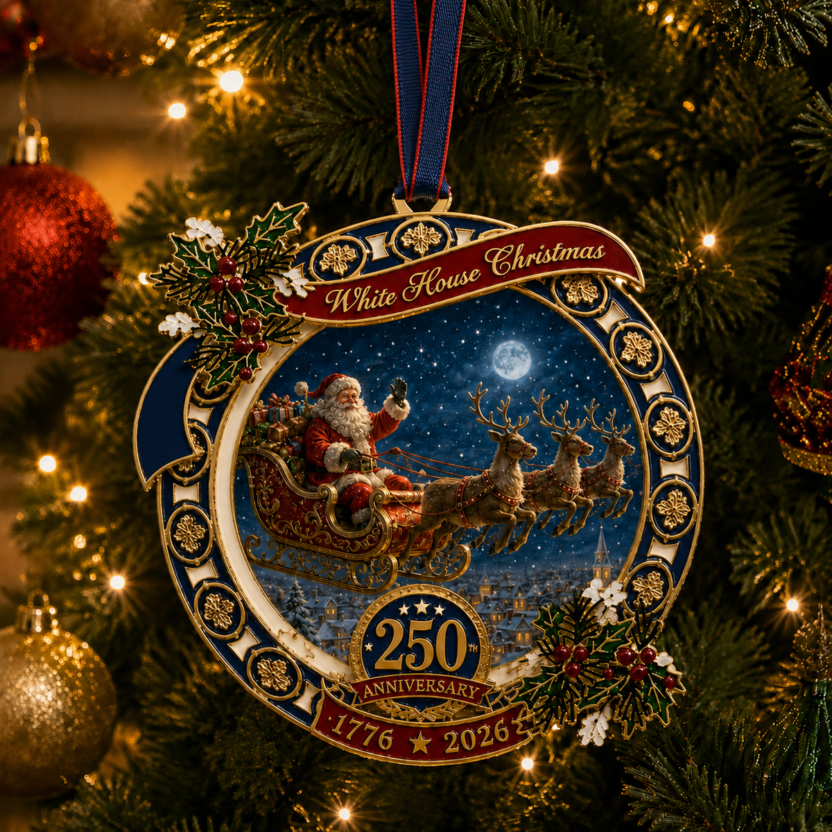 ❤️✨250th Anniversary Edition Santa's Sleigh Scene Ornament